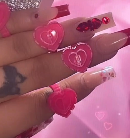 Hot Pink Heart glue rings